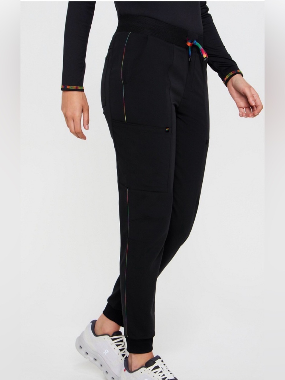 Fabletics Black/Pride women’s medium jogger scrub bottom